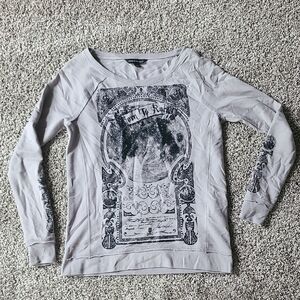 Rock & Republic Gray Graphic Long Sleeve Top